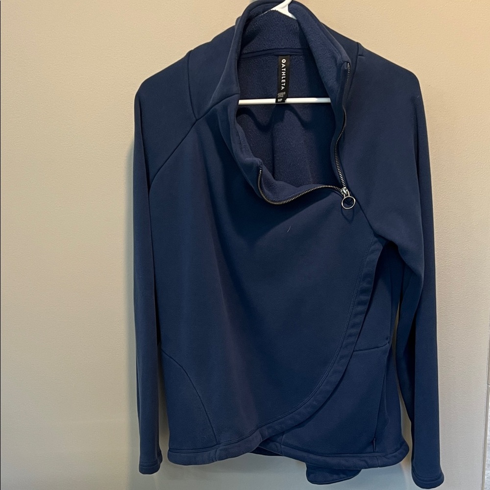 Athleta Deep Blue Asymmetrical Zip Jacket